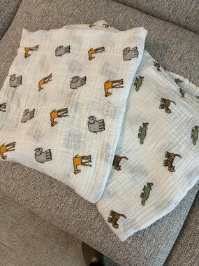 JellyCat Muslin Blankets Set of Two Zoo Animals